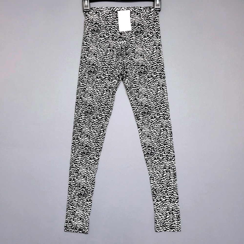 H&M Basic Abstract Wave Print Leggings Womens XS Black White